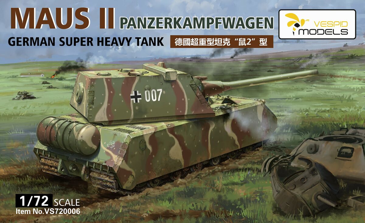 Vespid Models Panzerkampfwagen Maus II 1/72 (Bez kovových leptaných dílů, obtisků a kovového děla)