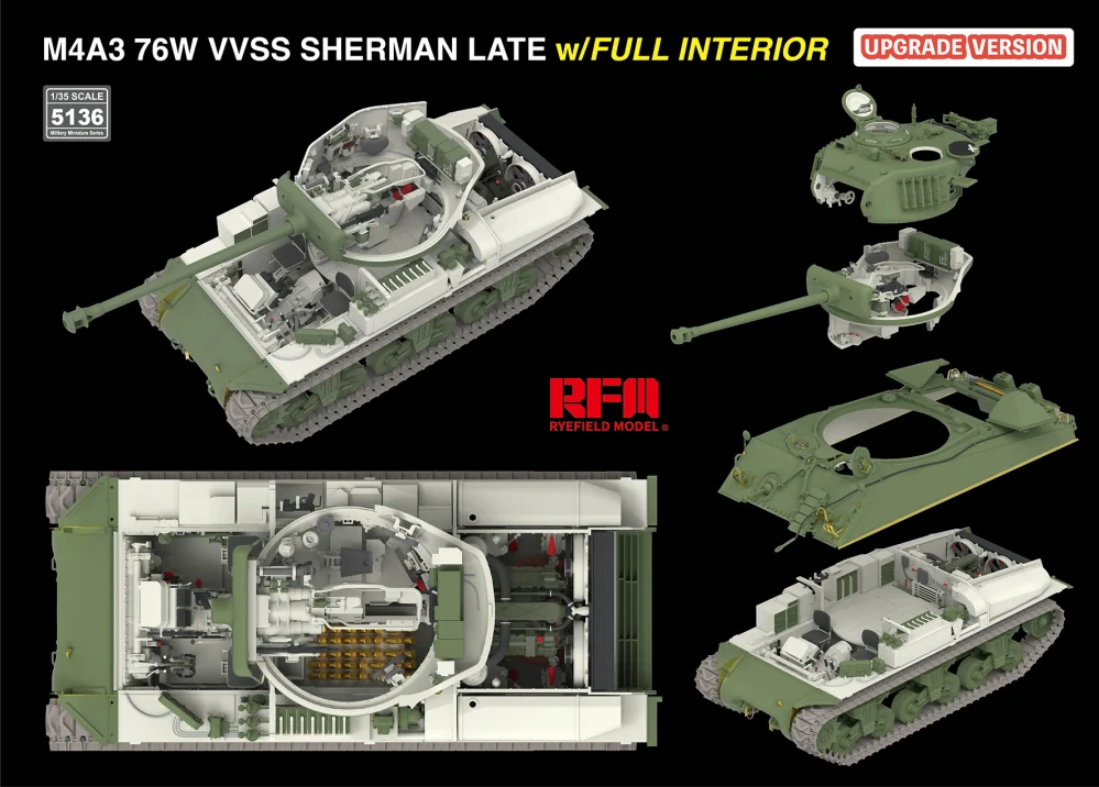 RFM M4A3 76W VVSS Sherman late UPGRADE full interior 1/35