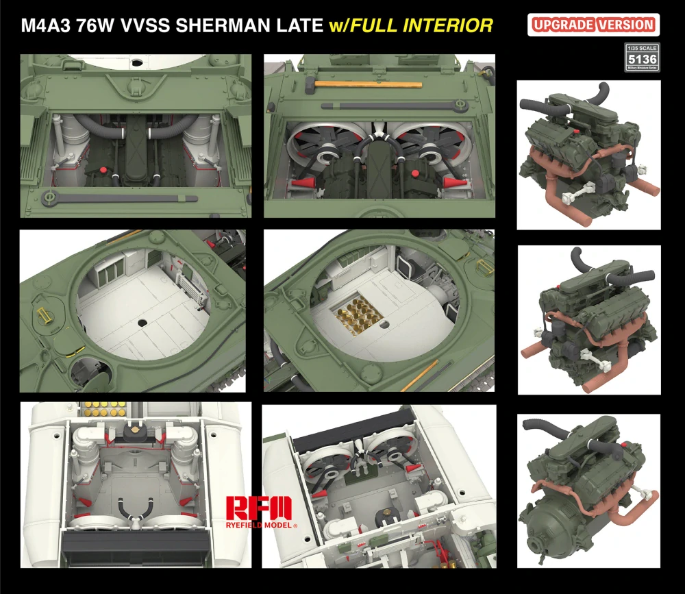 RFM M4A3 76W VVSS Sherman late UPGRADE full interior 1/35