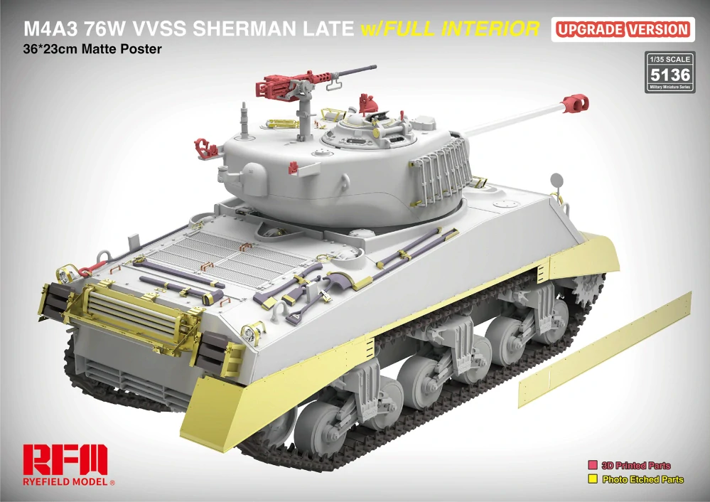 RFM M4A3 76W VVSS Sherman late UPGRADE full interior 1/35