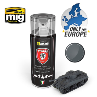 TITANS HOBBY Panzergrau Matt Primer (German Dark Grey) - 400ml / Německá tmavě šedá základová (Prasklé víčko)