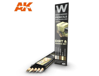AK Weathering pencils - Splashes, Dirt & Stains set / Set patinovacích akvarelových tužek - Špína a stékance