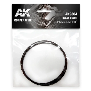 AK Copper Wire 0.45mm ø X 5 Metres Black Color / Sada měděných vláken