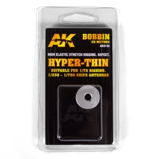AK Elastic Rigging Bobbin Hyper-Thin 20m (1/72, 1/350, 1/700) / Elastické vlákno - 0,03mm