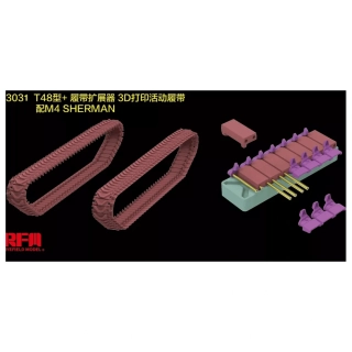 RFM M4 SHERMAN T-48 type workable tracks with duckbill (3D PRINTED) - pohyblivé pásy 1/35