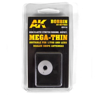 AK Elastic Rigging Bobbin Mega-Thin 20m (1/700 a menší) / Elastické vlákno - 0,02mm