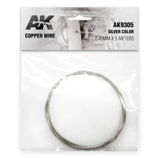 AK Copper Wire 0.45mm ø X 5 Metres Silver Color / Sada měděných vláken