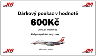 Dárkový poukaz na nákup na JM Modely v hodnotě 600Kč