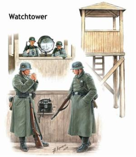 Master Box Watch Tower, 4 Figures, Watch tower with search light and phone 1/16