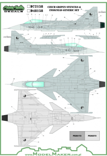 Model Maker Decals Czech Gripen Stencils & Insignias Generic Set - decal set (ČR) 1/72