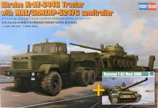 Hobby Boss Ukraine KrAZ-6446 Tractor with MAZ/ChMZAP-5247G semitrailer + T-62 1/35